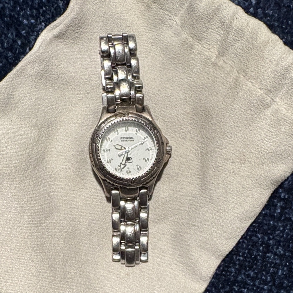 Fossil Stainless Steel Watch with Glow in the Dark Hands